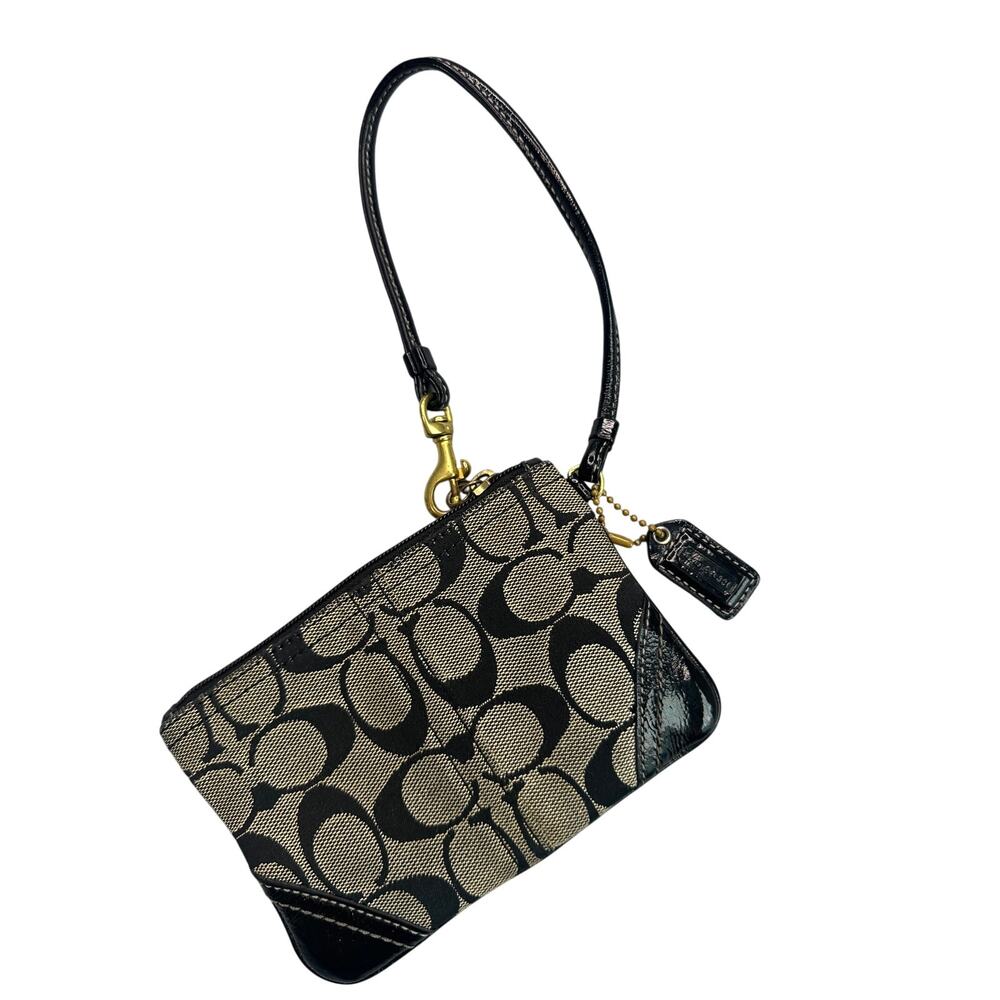 Coach Signature Monogram Wristlet Patent Leather Y2K